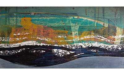Totem06 oil painting on board by Ian Harrold, sold at Porthminster Gallery, St Ives, Cornwall
